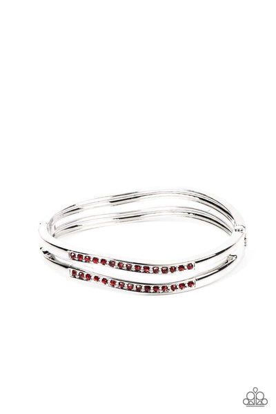 Gen Z Glamour Red Bracelet-Jewelry-Paparazzi Accessories-Ericka C Wise, $5 Jewelry Paparazzi accessories jewelry ericka champion wise elite consultant life of the party fashion fix lead and nickel free florida palm bay melbourne