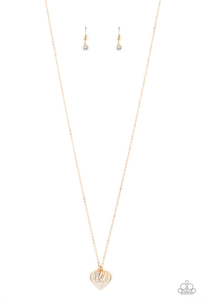 Letters of Love Gold Necklace-Jewelry-Paparazzi Accessories-Ericka C Wise, $5 Jewelry Paparazzi accessories jewelry ericka champion wise elite consultant life of the party fashion fix lead and nickel free florida palm bay melbourne