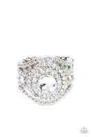 Understated Drama White Ring-Jewelry-Paparazzi Accessories-Ericka C Wise, $5 Jewelry Paparazzi accessories jewelry ericka champion wise elite consultant life of the party fashion fix lead and nickel free florida palm bay melbourne