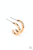 Small Scale Shimmer Gold Earrings-Paparazzi Accessories-Ericka C Wise, $5 Jewelry Paparazzi accessories jewelry ericka champion wise elite consultant life of the party fashion fix lead and nickel free florida palm bay melbourne