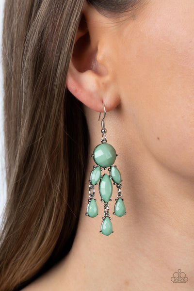 Summer Feeling Green Earrings-Jewelry-Paparazzi Accessories-Ericka C Wise, $5 Jewelry Paparazzi accessories jewelry ericka champion wise elite consultant life of the party fashion fix lead and nickel free florida palm bay melbourne