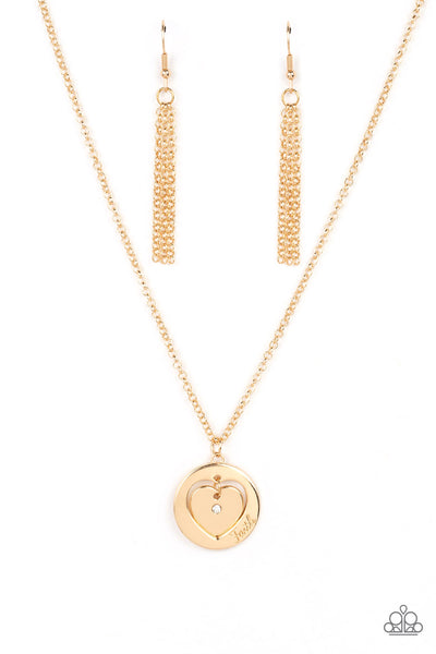 Heart Full of Faith Gold Necklace-Jewelry-Paparazzi Accessories-Ericka C Wise, $5 Jewelry Paparazzi accessories jewelry ericka champion wise elite consultant life of the party fashion fix lead and nickel free florida palm bay melbourne