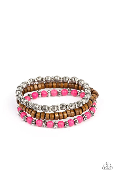 Escapade Route Pink Bracelet-Jewelry-Paparazzi Accessories-Ericka C Wise, $5 Jewelry Paparazzi accessories jewelry ericka champion wise elite consultant life of the party fashion fix lead and nickel free florida palm bay melbourne