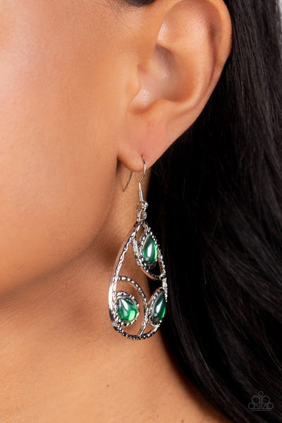 Send the Bright Message Green Earrings-Jewelry-Paparazzi Accessories-Ericka C Wise, $5 Jewelry Paparazzi accessories jewelry ericka champion wise elite consultant life of the party fashion fix lead and nickel free florida palm bay melbourne