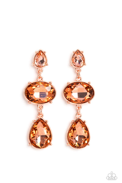 Royal Apparel Copper Earrings-Jewelry-Paparazzi Accessories-Ericka C Wise, $5 Jewelry Paparazzi accessories jewelry ericka champion wise elite consultant life of the party fashion fix lead and nickel free florida palm bay melbourne