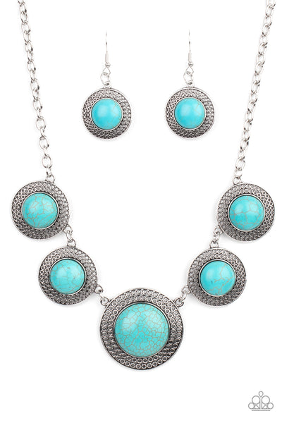 Circle the Wagons Blue Necklace-Jewelry-Paparazzi Accessories-Ericka C Wise, $5 Jewelry Paparazzi accessories jewelry ericka champion wise elite consultant life of the party fashion fix lead and nickel free florida palm bay melbourne