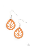 Leaf Yourself Wide Open Orange Earrings-Jewelry-Paparazzi Accessories-Ericka C Wise, $5 Jewelry Paparazzi accessories jewelry ericka champion wise elite consultant life of the party fashion fix lead and nickel free florida palm bay melbourne