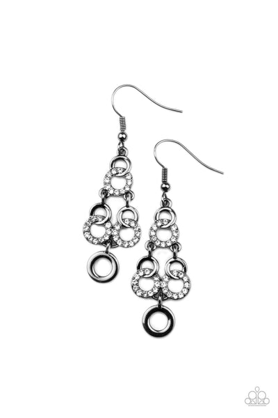 Luminously Linked Black Earrings-Jewelry-Paparazzi Accessories-Ericka C Wise, $5 Jewelry Paparazzi accessories jewelry ericka champion wise elite consultant life of the party fashion fix lead and nickel free florida palm bay melbourne