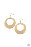 Outer Plains Gold Earrings-Jewelry-Paparazzi Accessories-Ericka C Wise, $5 Jewelry Paparazzi accessories jewelry ericka champion wise elite consultant life of the party fashion fix lead and nickel free florida palm bay melbourne