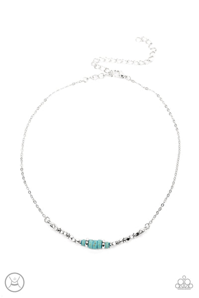 Retro Rejuvenation Blue Necklace-Jewelry-Paparazzi Accessories-Ericka C Wise, $5 Jewelry Paparazzi accessories jewelry ericka champion wise elite consultant life of the party fashion fix lead and nickel free florida palm bay melbourne
