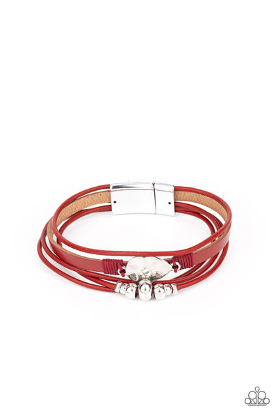 Tahoe Tourist Red Bracelet-Jewelry-Paparazzi Accessories-Ericka C Wise, $5 Jewelry Paparazzi accessories jewelry ericka champion wise elite consultant life of the party fashion fix lead and nickel free florida palm bay melbourne