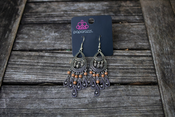Vintage Brown Chandelier Earrings-Jewelry-Paparazzi Accessories-Ericka C Wise, $5 Jewelry Paparazzi accessories jewelry ericka champion wise elite consultant life of the party fashion fix lead and nickel free florida palm bay melbourne