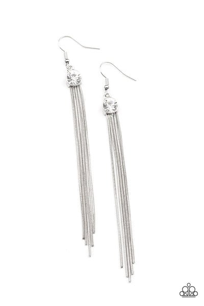 Always in Motion White Earrings-Jewelry-Paparazzi Accessories-Ericka C Wise, $5 Jewelry Paparazzi accessories jewelry ericka champion wise elite consultant life of the party fashion fix lead and nickel free florida palm bay melbourne