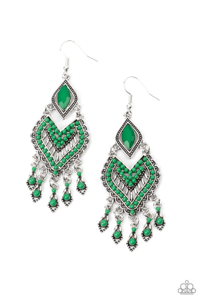 Dearly Debonair Green Earrings-Jewelry-Paparazzi Accessories-Ericka C Wise, $5 Jewelry Paparazzi accessories jewelry ericka champion wise elite consultant life of the party fashion fix lead and nickel free florida palm bay melbourne