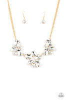 Galactic Goddess Gold Necklace-Jewelry-Paparazzi Accessories-Ericka C Wise, $5 Jewelry Paparazzi accessories jewelry ericka champion wise elite consultant life of the party fashion fix lead and nickel free florida palm bay melbourne