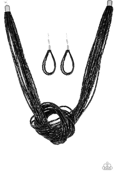 Knotted Knockout Black Necklace-Jewelry-Paparazzi Accessories-Ericka C Wise, $5 Jewelry Paparazzi accessories jewelry ericka champion wise elite consultant life of the party fashion fix lead and nickel free florida palm bay melbourne