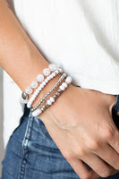 Layered Luster White Bracelet-Jewelry-Paparazzi Accessories-Ericka C Wise, $5 Jewelry Paparazzi accessories jewelry ericka champion wise elite consultant life of the party fashion fix lead and nickel free florida palm bay melbourne