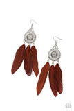 Pretty in Plumes Brown Earrings-Jewelry-Paparazzi Accessories-Ericka C Wise, $5 Jewelry Paparazzi accessories jewelry ericka champion wise elite consultant life of the party fashion fix lead and nickel free florida palm bay melbourne