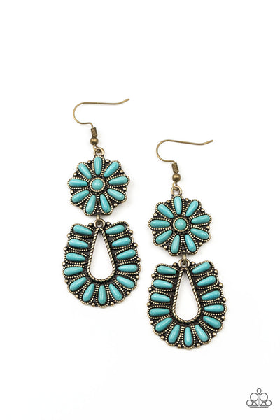 Badlands Eden Brass Earrings-Jewelry-Paparazzi Accessories-Ericka C Wise, $5 Jewelry Paparazzi accessories jewelry ericka champion wise elite consultant life of the party fashion fix lead and nickel free florida palm bay melbourne