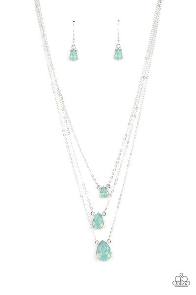 Dewy Drizzle Green Necklace-Jewelry-Paparazzi Accessories-Ericka C Wise, $5 Jewelry Paparazzi accessories jewelry ericka champion wise elite consultant life of the party fashion fix lead and nickel free florida palm bay melbourne