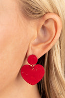 Just a Little Crush Red Earrings-Jewelry-Paparazzi Accessories-Ericka C Wise, $5 Jewelry Paparazzi accessories jewelry ericka champion wise elite consultant life of the party fashion fix lead and nickel free florida palm bay melbourne