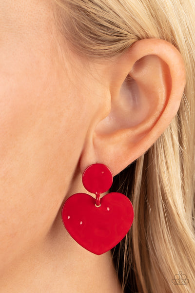 Paparazzi red top acrylic earrings