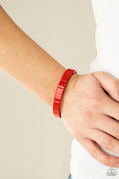 Material Movement Red Bracelet-Jewelry-Paparazzi Accessories-Ericka C Wise, $5 Jewelry Paparazzi accessories jewelry ericka champion wise elite consultant life of the party fashion fix lead and nickel free florida palm bay melbourne