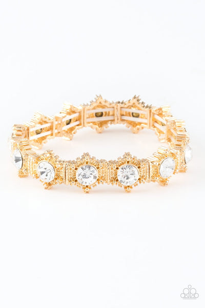 Strut Your Stuff Gold Bracelet-Jewelry-Paparazzi Accessories-Ericka C Wise, $5 Jewelry Paparazzi accessories jewelry ericka champion wise elite consultant life of the party fashion fix lead and nickel free florida palm bay melbourne