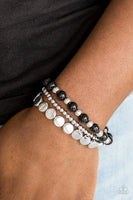 Girly Girl Glamour Black Stretch Bracelets-Jewelry-Paparazzi Accessories-Ericka C Wise, $5 Jewelry Paparazzi accessories jewelry ericka champion wise elite consultant life of the party fashion fix lead and nickel free florida palm bay melbourne