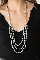 Beaded Beacon Silver Necklace-Jewelry-Paparazzi Accessories-Ericka C Wise, $5 Jewelry Paparazzi accessories jewelry ericka champion wise elite consultant life of the party fashion fix lead and nickel free florida palm bay melbourne