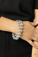 Eiffel Tower Tryst White Bracelets-Jewelry-Paparazzi Accessories-Ericka C Wise, $5 Jewelry Paparazzi accessories jewelry ericka champion wise elite consultant life of the party fashion fix lead and nickel free florida palm bay melbourne