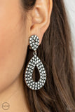 Pack in the Pizzazz White Clip On Earrings-Jewelry-Paparazzi Accessories-Ericka C Wise, $5 Jewelry Paparazzi accessories jewelry ericka champion wise elite consultant life of the party fashion fix lead and nickel free florida palm bay melbourne