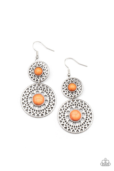 Sunny Sahara Orange Earrings-Jewelry-Paparazzi Accessories-Ericka C Wise, $5 Jewelry Paparazzi accessories jewelry ericka champion wise elite consultant life of the party fashion fix lead and nickel free florida palm bay melbourne