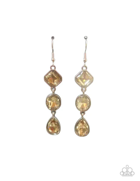 Reflective Rhinestones Brown Earrings-Jewelry-Paparazzi Accessories-Ericka C Wise, $5 Jewelry Paparazzi accessories jewelry ericka champion wise elite consultant life of the party fashion fix lead and nickel free florida palm bay melbourne