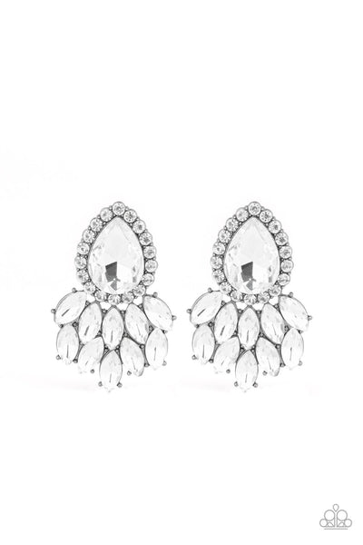 A Breath of Fresh Heir White Earrings-Jewelry-Paparazzi Accessories-Ericka C Wise, $5 Jewelry Paparazzi accessories jewelry ericka champion wise elite consultant life of the party fashion fix lead and nickel free florida palm bay melbourne