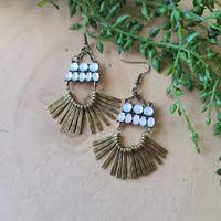 A Flare for Fierceness Brass Earrings-Jewelry-Paparazzi Accessories-Ericka C Wise, $5 Jewelry Paparazzi accessories jewelry ericka champion wise elite consultant life of the party fashion fix lead and nickel free florida palm bay melbourne