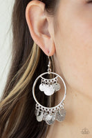 All Chime High Silver Earrings-Jewelry-Paparazzi Accessories-Ericka C Wise, $5 Jewelry Paparazzi accessories jewelry ericka champion wise elite consultant life of the party fashion fix lead and nickel free florida palm bay melbourne