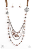 All the Trimmings Brown Necklace-Jewelry-Paparazzi Accessories-Ericka C Wise, $5 Jewelry Paparazzi accessories jewelry ericka champion wise elite consultant life of the party fashion fix lead and nickel free florida palm bay melbourne