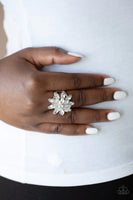 Am I Gleaming White Ring-Jewelry-Paparazzi Accessories-Ericka C Wise, $5 Jewelry Paparazzi accessories jewelry ericka champion wise elite consultant life of the party fashion fix lead and nickel free florida palm bay melbourne