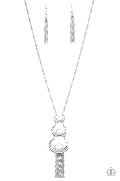 As Moon As I Can White Necklace-Jewelry-Paparazzi Accessories-Ericka C Wise, $5 Jewelry Paparazzi accessories jewelry ericka champion wise elite consultant life of the party fashion fix lead and nickel free florida palm bay melbourne