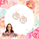 Glowing Glades Rose Gold Earrings-Jewelry-Paparazzi Accessories-Ericka C Wise, $5 Jewelry Paparazzi accessories jewelry ericka champion wise elite consultant life of the party fashion fix lead and nickel free florida palm bay melbourne