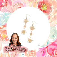 Solar Soul Gold Earrings-Jewelry-Paparazzi Accessories-Ericka C Wise, $5 Jewelry Paparazzi accessories jewelry ericka champion wise elite consultant life of the party fashion fix lead and nickel free florida palm bay melbourne