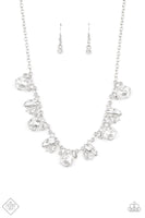 Bling to Attention White Necklace-Jewelry-Paparazzi Accessories-Ericka C Wise, $5 Jewelry Paparazzi accessories jewelry ericka champion wise elite consultant life of the party fashion fix lead and nickel free florida palm bay melbourne