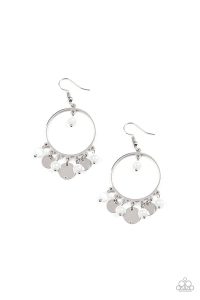 Bubbly Bouyancy White Earrings-Jewelry-Paparazzi Accessories-Ericka C Wise, $5 Jewelry Paparazzi accessories jewelry ericka champion wise elite consultant life of the party fashion fix lead and nickel free florida palm bay melbourne