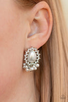 Castle Camoe White Earrings-Jewelry-Paparazzi Accessories-Ericka C Wise, $5 Jewelry Paparazzi accessories jewelry ericka champion wise elite consultant life of the party fashion fix lead and nickel free florida palm bay melbourne