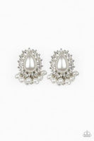 Castle Camoe White Earrings-Jewelry-Paparazzi Accessories-Ericka C Wise, $5 Jewelry Paparazzi accessories jewelry ericka champion wise elite consultant life of the party fashion fix lead and nickel free florida palm bay melbourne