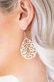Casually Coachella White Earrings-Jewelry-Paparazzi Accessories-Ericka C Wise, $5 Jewelry Paparazzi accessories jewelry ericka champion wise elite consultant life of the party fashion fix lead and nickel free florida palm bay melbourne
