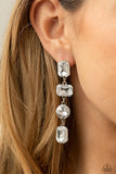 Cosmic Heiress White Earrings-Jewelry-Paparazzi Accessories-Ericka C Wise, $5 Jewelry Paparazzi accessories jewelry ericka champion wise elite consultant life of the party fashion fix lead and nickel free florida palm bay melbourne