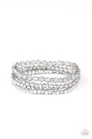Crystal Crush Silver Bracelet-Jewelry-Paparazzi Accessories-Ericka C Wise, $5 Jewelry Paparazzi accessories jewelry ericka champion wise elite consultant life of the party fashion fix lead and nickel free florida palm bay melbourne