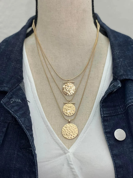Dizzying Discs Gold Necklace-Jewelry-Paparazzi Accessories-Ericka C Wise, $5 Jewelry Paparazzi accessories jewelry ericka champion wise elite consultant life of the party fashion fix lead and nickel free florida palm bay melbourne